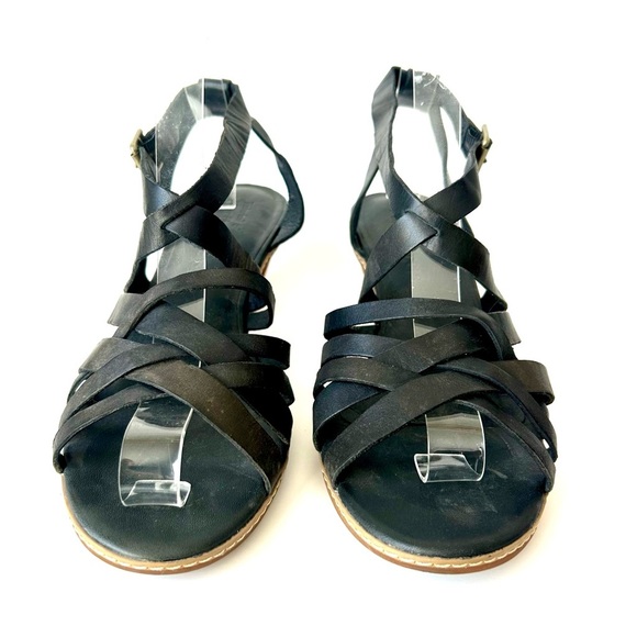 Timberland Earthkeepers Black Leather Strappy Stacked Block Heel Sandals 11 - Picture 3 of 7